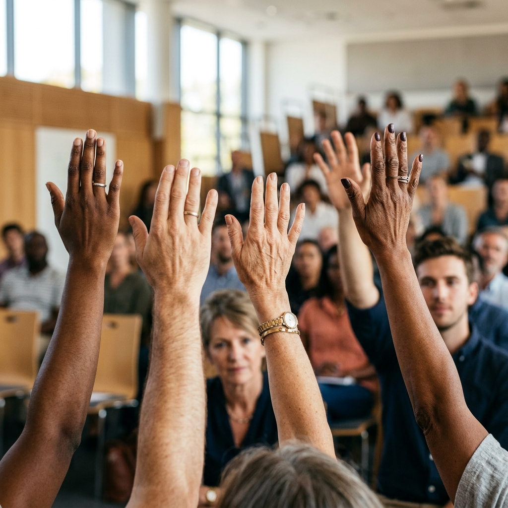 Hands raised in vote